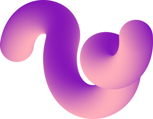 3D gradient abstract shape. Colored fluid wavy line. Bright blended holographic element. Swirl modern dynamic stroke. Trendy splash