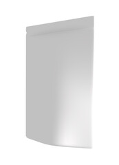 Packaging isolated. Blank food pouch packaging mockup. Realistic package for food snack, chips, cookies, peanuts, candy on isolated.