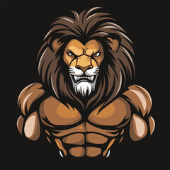 Muscular Lion Cartoon Vector Illustration With Intense Expression And Dynamic Lighting