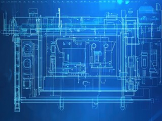 Obraz premium Technical schematic of a modular greenhouse automation panel showing irrigation, lighting, and ventilation circuits in the context of smart farming