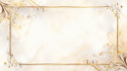 Golden arabesque floral frame over abstract transparent background with ornamental luxury details, ideal for branding, invitations, and elegant design layouts.