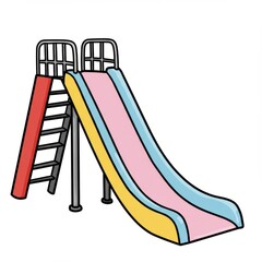 Colorful Playground Slide with Metal Frame