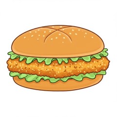 Crispy Fried Chicken Burger with Lettuce and Sesame Bun