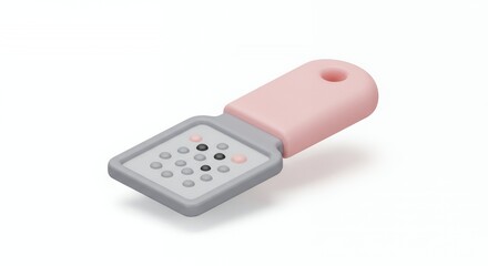 Isometric Cartoon Grater Pastel Pink and Gray Isolated on White in 3D Rendering Perfect for Food Illustrations and Kitchen Designs, Minimalist Kitchen Utensil Still Life