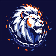 Vector Illustration Of A Majestic Lion Head Surrounded By Chains Artwork
