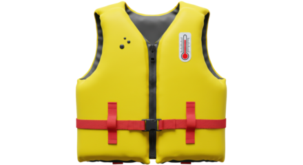 Isolated Yellow Life Vest with Thermometer