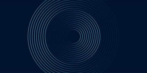 Fototapeta premium Blue abstract background with glowing circles. Swirl circular lines pattern. Geometric spiral. Twirl element. Modern graphic design. Futuristic technology concept.