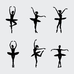 Beautiful set of ballerinas.Ballet Dancing Silhouettes.
