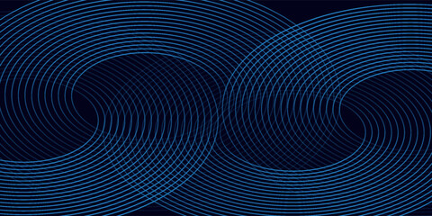 blue geometric abstract background overlapping layers on bright space with line effect decoration. Circle style concept modern graphic design element for banner, flyer, card. vector