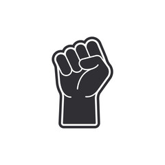 Protest symbol. Power sign. First male hand. Fist logo. Raised fist. Revolution first. Fight icon. Human hand. Logo with hand. Logo template. Freedom symbol. Kulak. Resistance. Disagreement. Hand icon