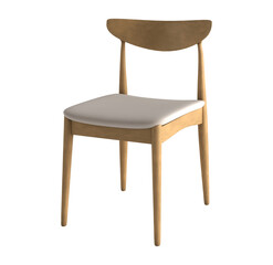 Wooden chair with wooden legs isolated. Furniture decor. Modern dinning chair for kitchen or restaurant.