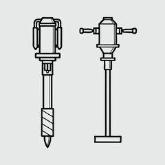 Jackhammer icon. Construction tool. Vector illustration in outline style.