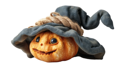 Halloween pumpkin character with transparent background festive environment whimsical viewpoint