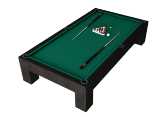 Billiard table isolated. Billiard table with balls and cue isolated.
