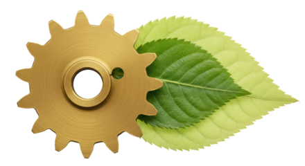 Isolated Cogwheel with Leaf