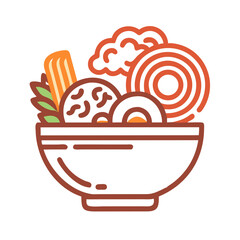 Ramen Bowl with Egg and Vegetables Icon – Japanese Dish Symbol