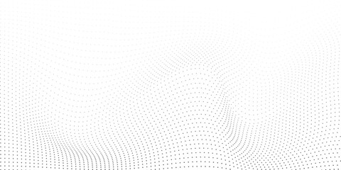 Abstract halftone background with wavy surface made of black dots on white modern dots background modern