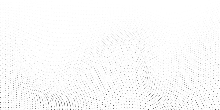 Abstract halftone background with wavy surface made of black dots on white modern dots background modern