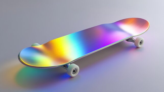 Colorful holographic skateboard - Powered by Adobe
