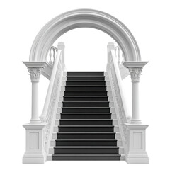 Obraz premium Elegant white staircase under archway impressive interior design modern style isolated on transparent background