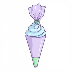 Pastel Blue Frosting in Purple Piping Bag