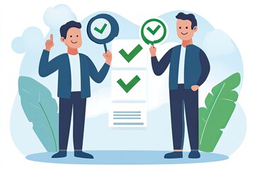 Two people approve a document