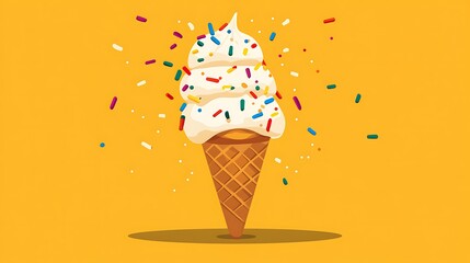 Colorful Sprinkles Ice Cream Cone.