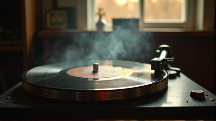 Obraz premium old gramophone in the old room