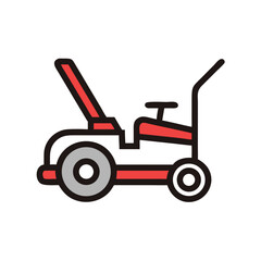 Fototapeta premium Ride-on Lawn Mower Equipment Icon – Gardening and Landscaping Tool Symbol