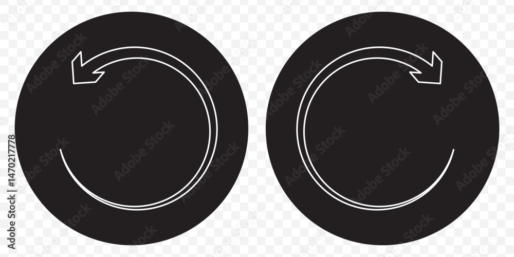 Poster set of black circle vector arrows. refresh arrow icon, loading arrow icon set on transparent backgro