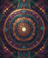 Obraz premium Intricate kaleidoscope, jewel-toned hues, geometric forms, image, sparkle