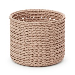 Pale Pink Woven Rope Basket Studio Shot