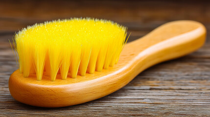 Dry Brushing Tool for Body Care on Wooden Surface
