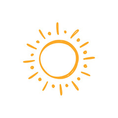 Doodle Sun Icon. Hand Drawn Style Vector Illustration