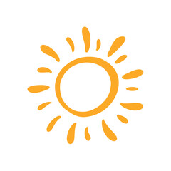 Doodle Sun Icon. Hand Drawn Style Vector Illustration