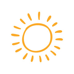 Doodle Sun Icon. Hand Drawn Style Vector Illustration