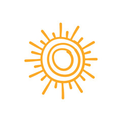 Doodle Sun Icon. Hand Drawn Style Vector Illustration