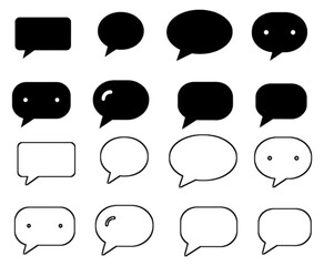 Speech bubbles thin line icons set. Speech, bubble, talk, chat, message, balloon and communication. Vector design