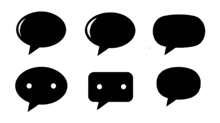 Speech bubbles thin line icons set. Speech, bubble, talk, chat, message, balloon and communication. Vector design