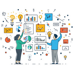 Business People Analyzing Data Charts And Graphs For Strategy Development Illustration