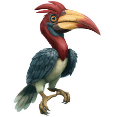 Fototapeta premium Colorful cartoon bird character with transparent background digital art whimsical style
