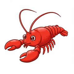 Cute Red Cartoon Lobster Illustration