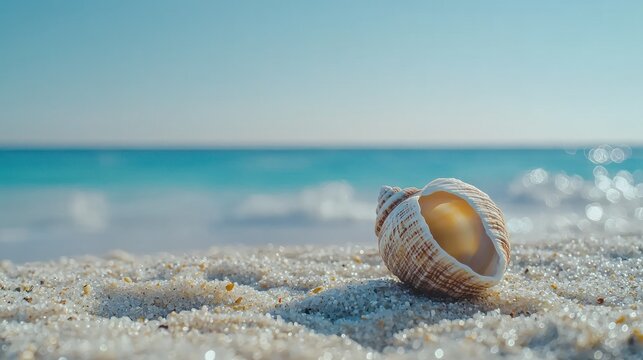 Seashell on sandy beach (1)