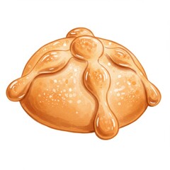 Golden Brown Pan de Muerto Bread Illustration