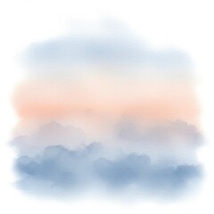 Fototapeta premium Watercolor Sunset Landscape with Misty Blue Mountains