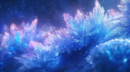 Obraz premium Crystalline ice formations in a magical, glowing night