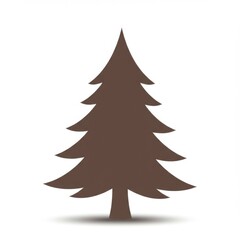 Obraz premium Brown Christmas Tree Silhouette on White Background