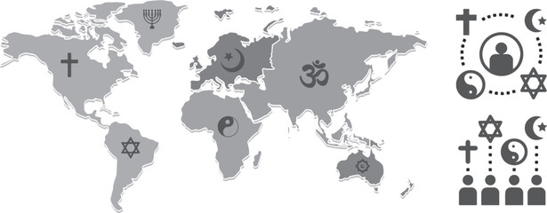 world religions map infographic, religion vector icon, world map, country, mapping, different religion, Islam, continent, Christian, jews, map