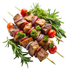 Realistic Grilled Meat Skewers PNG Images – High-Detail, Isolated on White Background