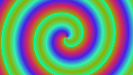 A vibrant, multicolored spiral design with concentric, gradient rings creating an hypnotic effect